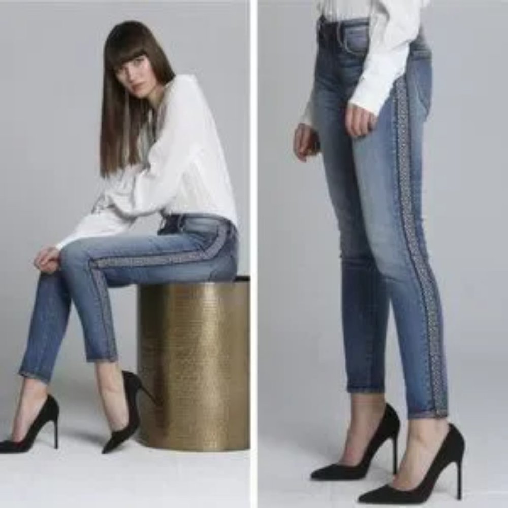 Driftwood Jackie Mid-Rise Embroidered Jeans Size 26X28